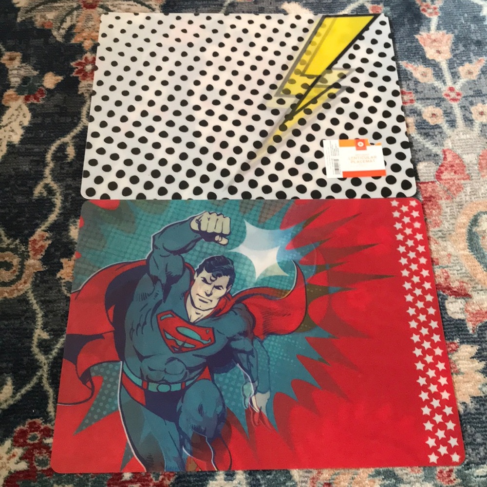 Superman and Lighting Bolt Lenticular Placemats